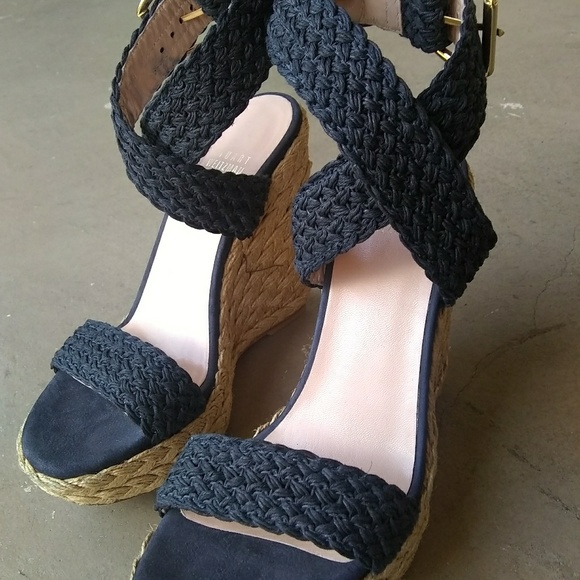 Stuart Weitzman Alex Crochet Sandal Wedges, Sz 6 - Picture 2 of 6